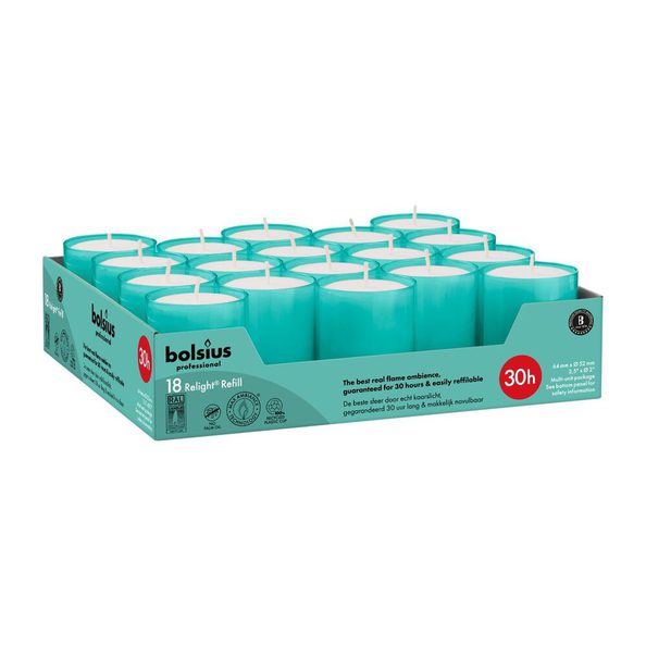 Bolsius professional relight ricariche acqua ø52x64 mm 30 ore (4x 18 pezzi)