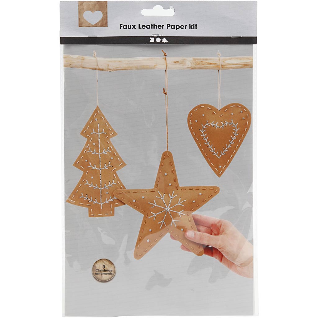 Decorazioni natalizie in ecopelle Creativ Company, spessore 0,55 mm, beige, 1 set