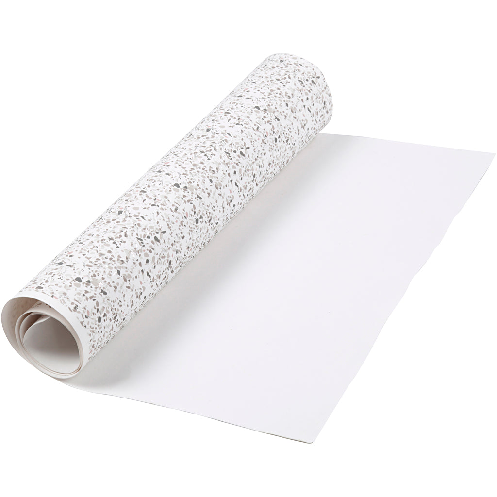 Creativ company papel imitación piel, ancho: 49,5 cm, con lámina, impreso, 350 gr, blanco, 1 m 1 rollo