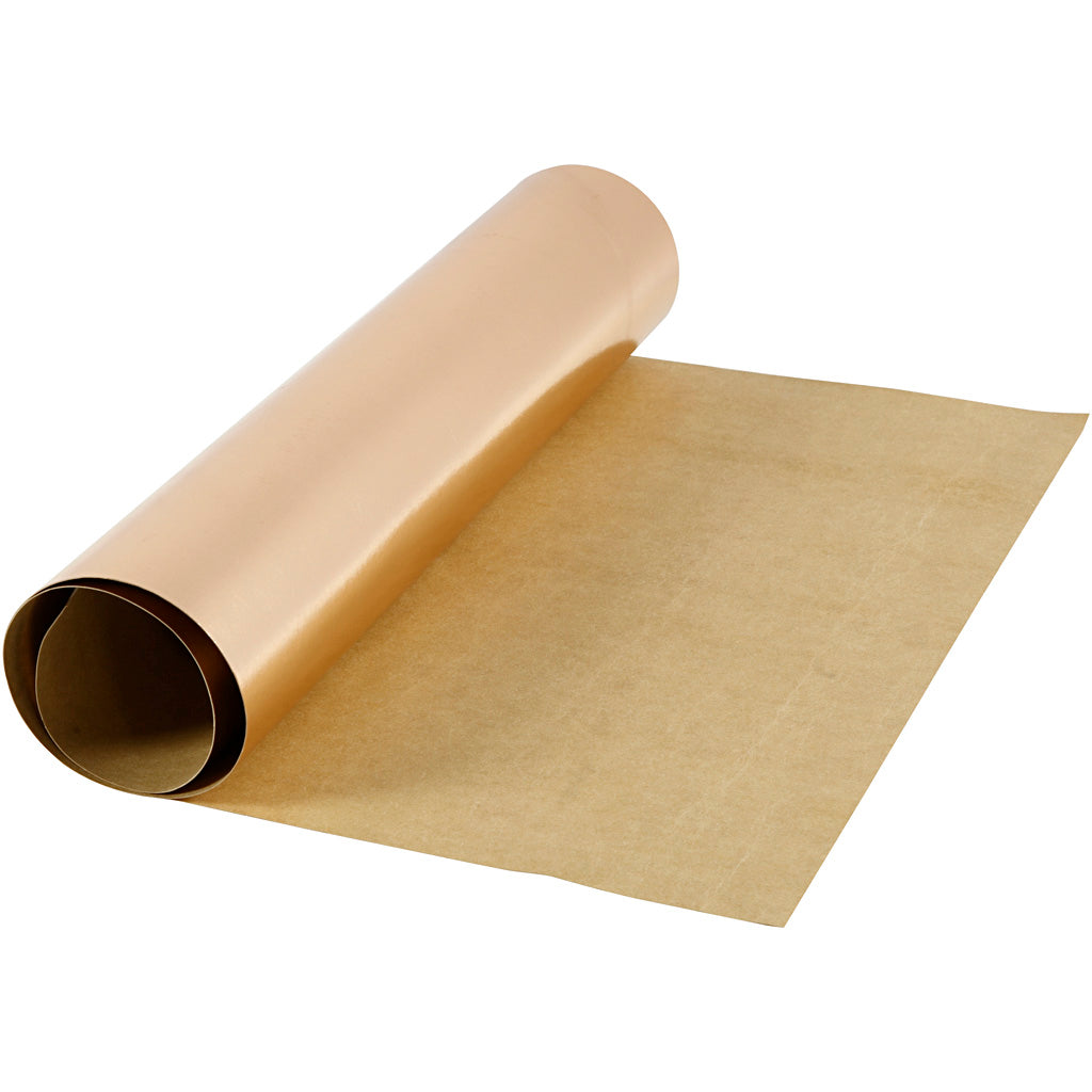 Creativ company papel imitación cuero, ancho: 49 cm, monocromático, con lámina, 350 gr, oro rosa, 1 m 1 rollo