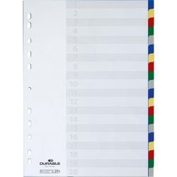 Blanco tabbladen durable 6758-27 20 tabs 11 gaten multikleur