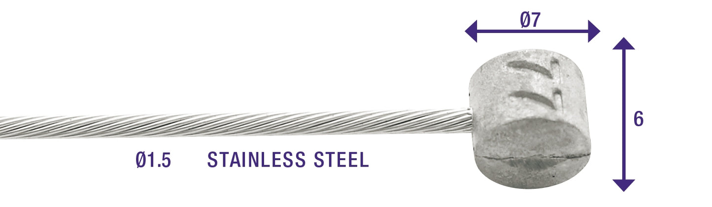 Cavi interni freno Elvedes 2250mm acciaio inox Slick Ø1,5mm T-nipple (100 pezzi)