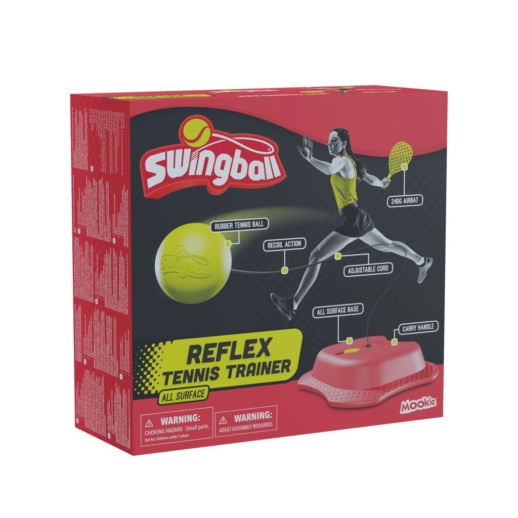 Entrenador de tenis reflejo de swingball con toda la superficie de amarillo rojo básico