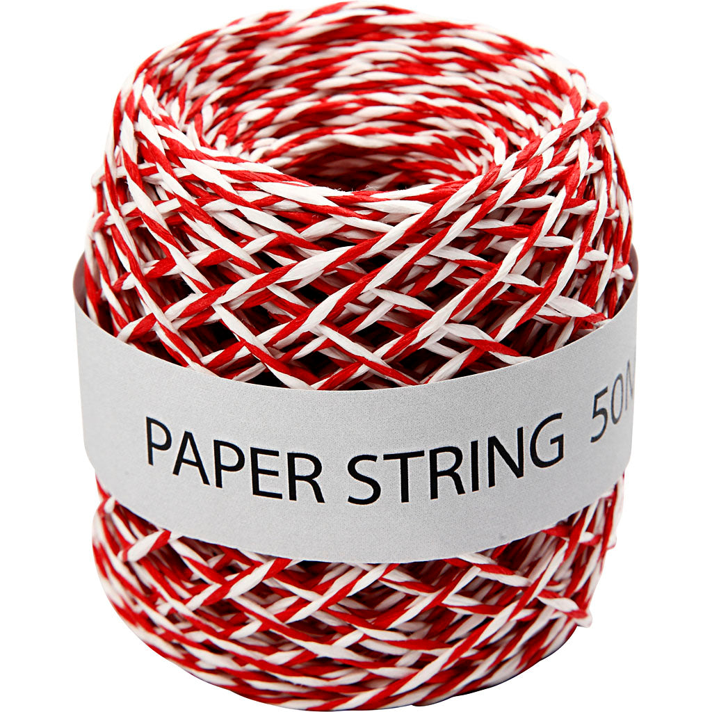 Cordón de papel Creativ Company, grosor 1 mm, rojo blanco, 50 m 1 rollo