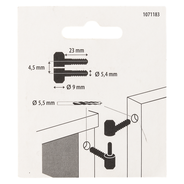 Mack 1071183 - 2 cerniere per mobili forate nere ø 9 x 23 mm | 5 pezzi