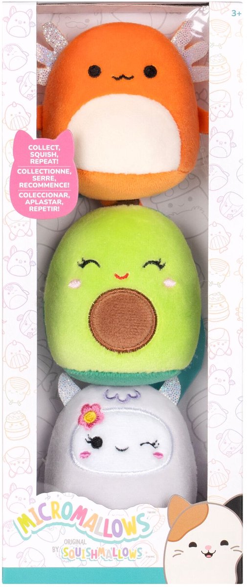 Jazwares micromallows - 3 pack plush squishmallows (mireya, roah, nico) 6cm