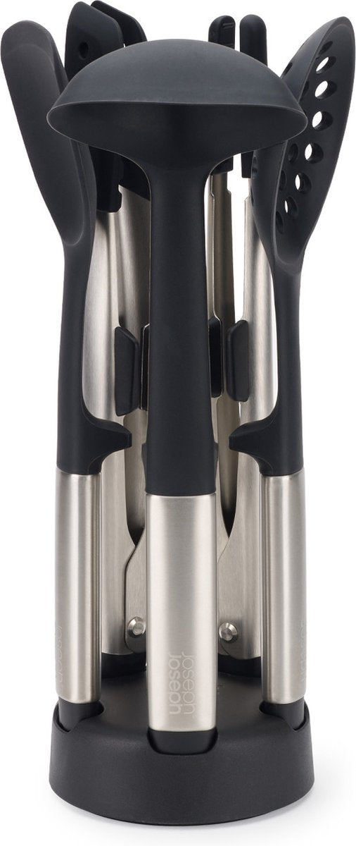 Joseph Joseph - utensili da cucina elevate fusion con supporto 6 pezzi - plastica - argento
