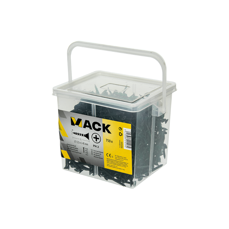 Mack 1020286 - caja tornillos para placas de yeso 3,5 x 45 mm 750 uds | 6 piezas