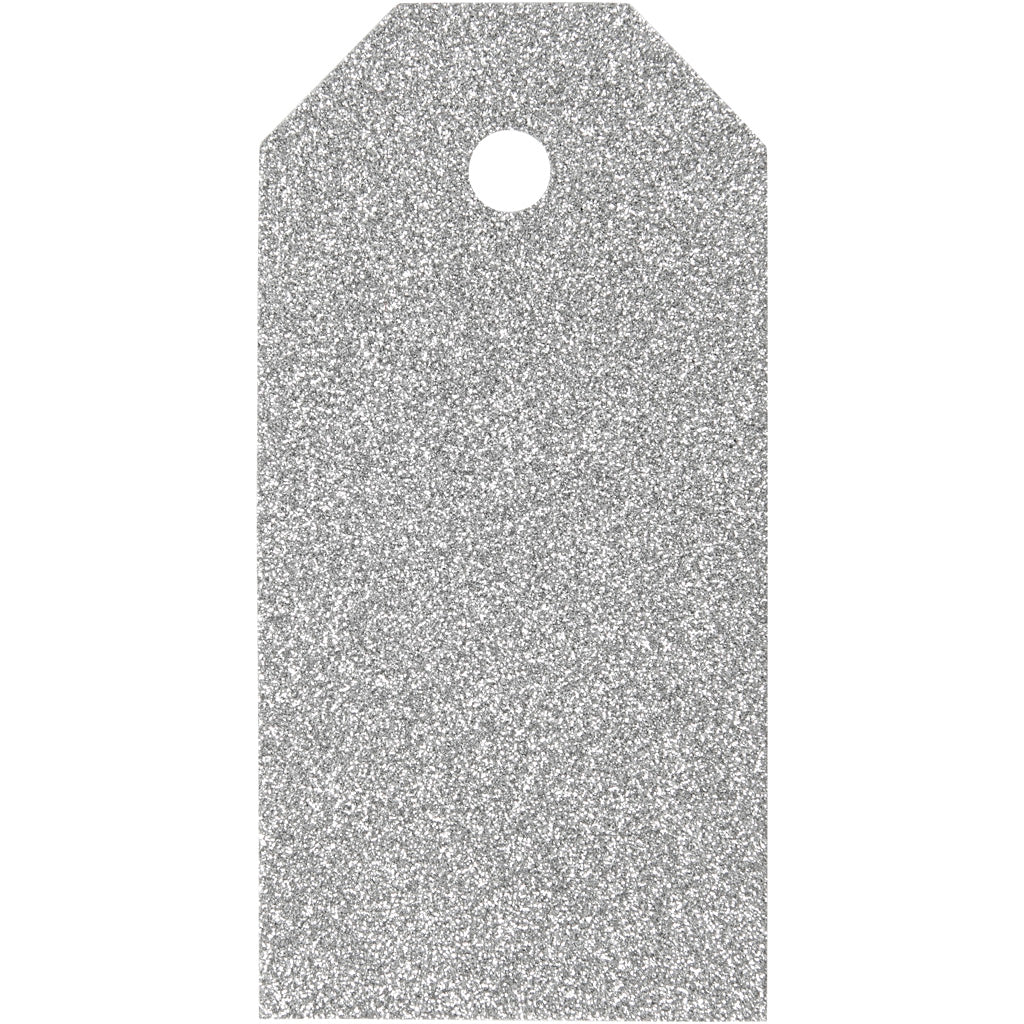 Etichette regalo Vivi Gade, misura 5x10 cm, glitter, 300 g, argento, 15 pezzi 1 scatola
