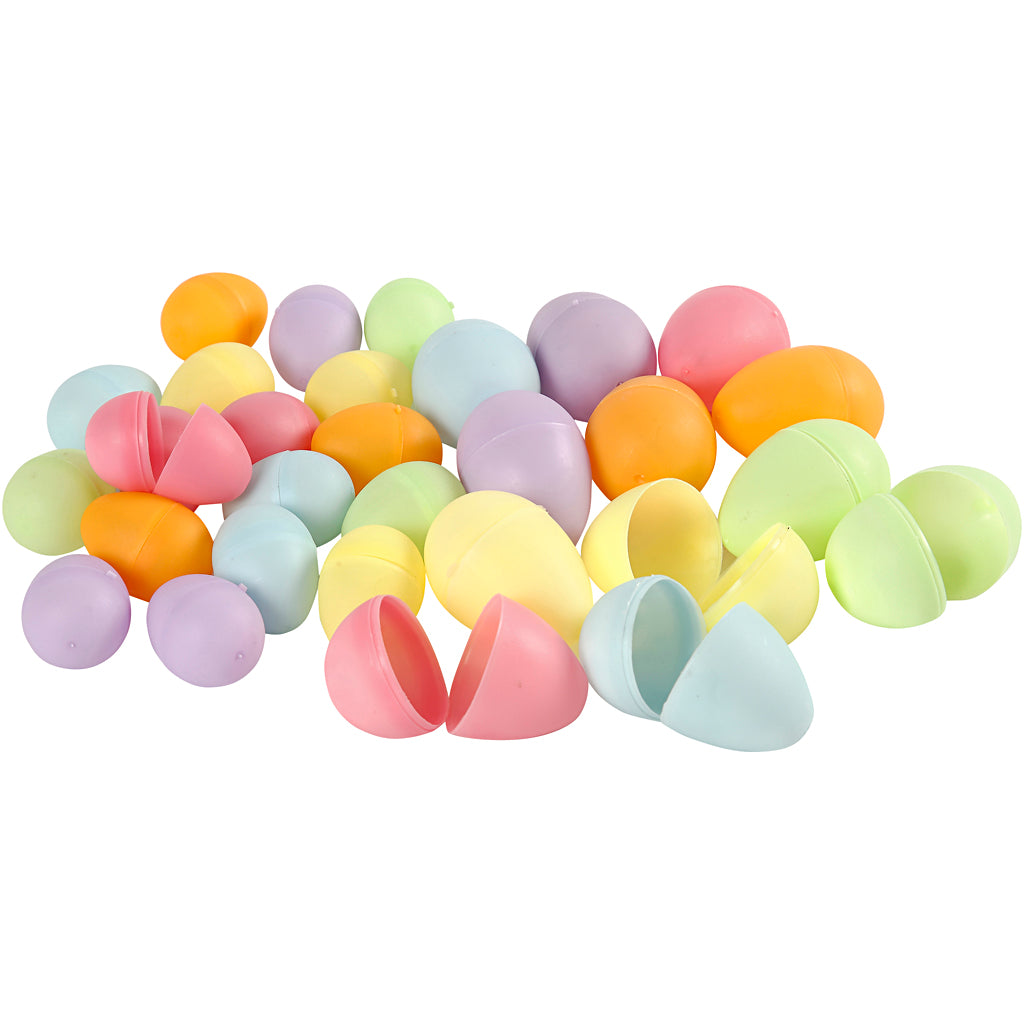 Uova Creative Company, h: 4,5+6 cm, d 3+4 cm, colori pastello, 180 pezzi 1 scatola