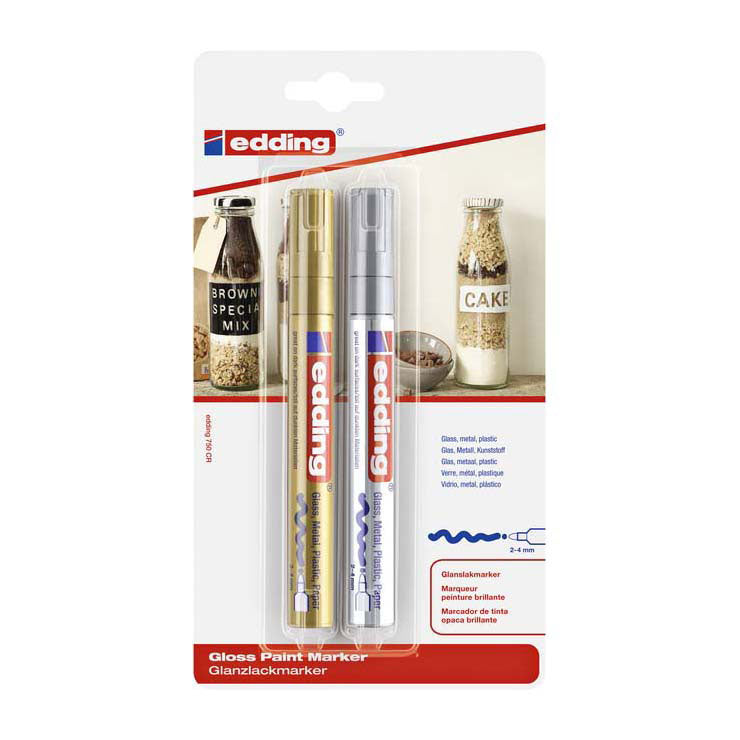 Quantore Felt -Tip Edding Lacca Marker Gold and Silver