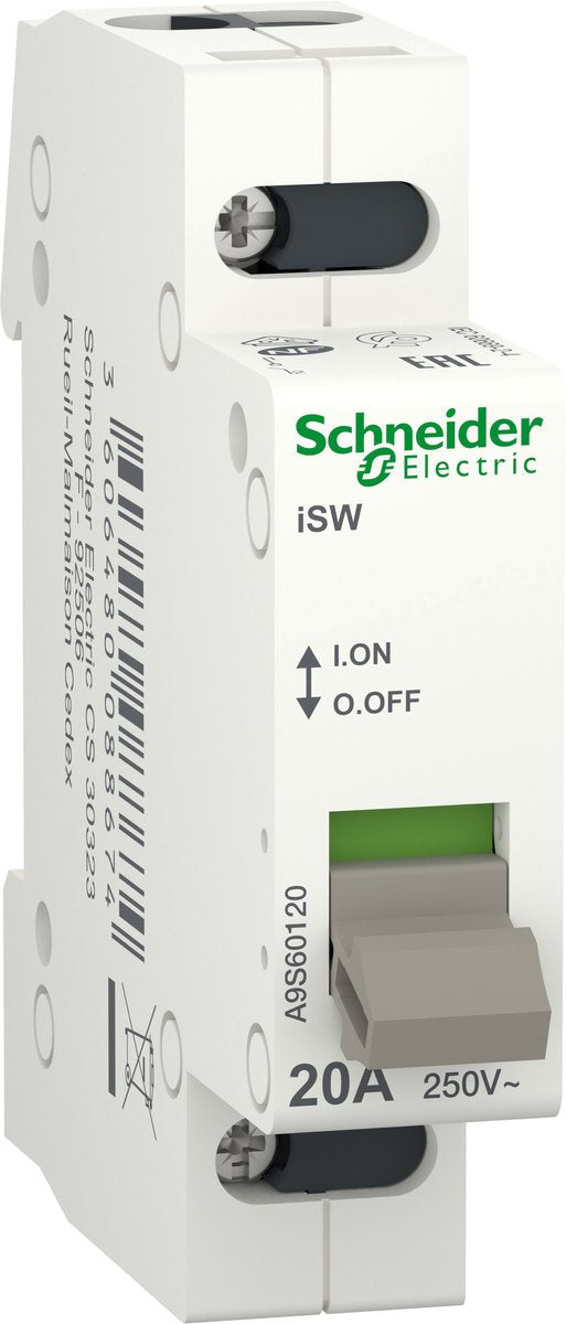 Schneider electric a9s60120 belastbare scheidingsschakelaar 20 a 250 v