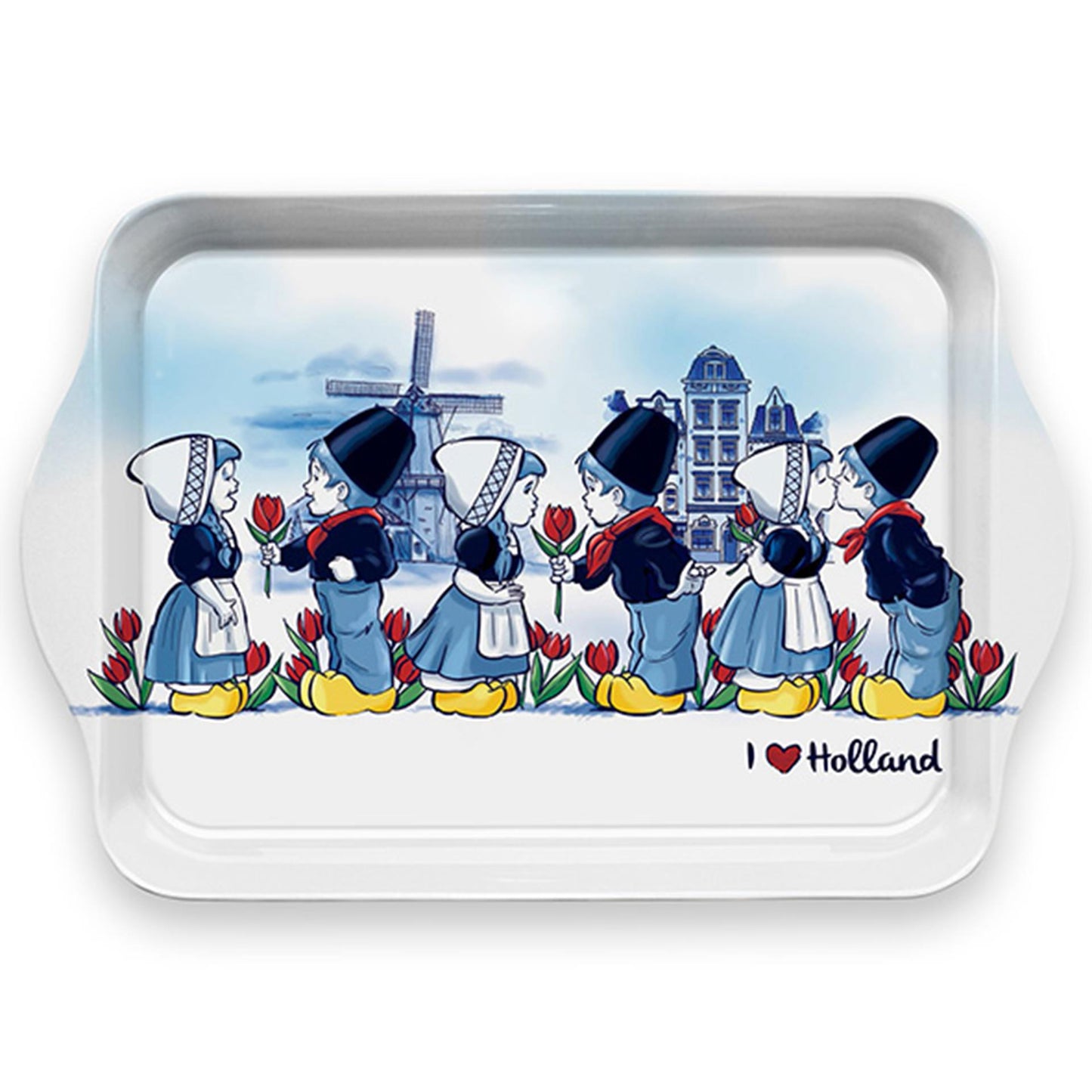 Bandeja pareja besándose de metal 25,5x17,5cm