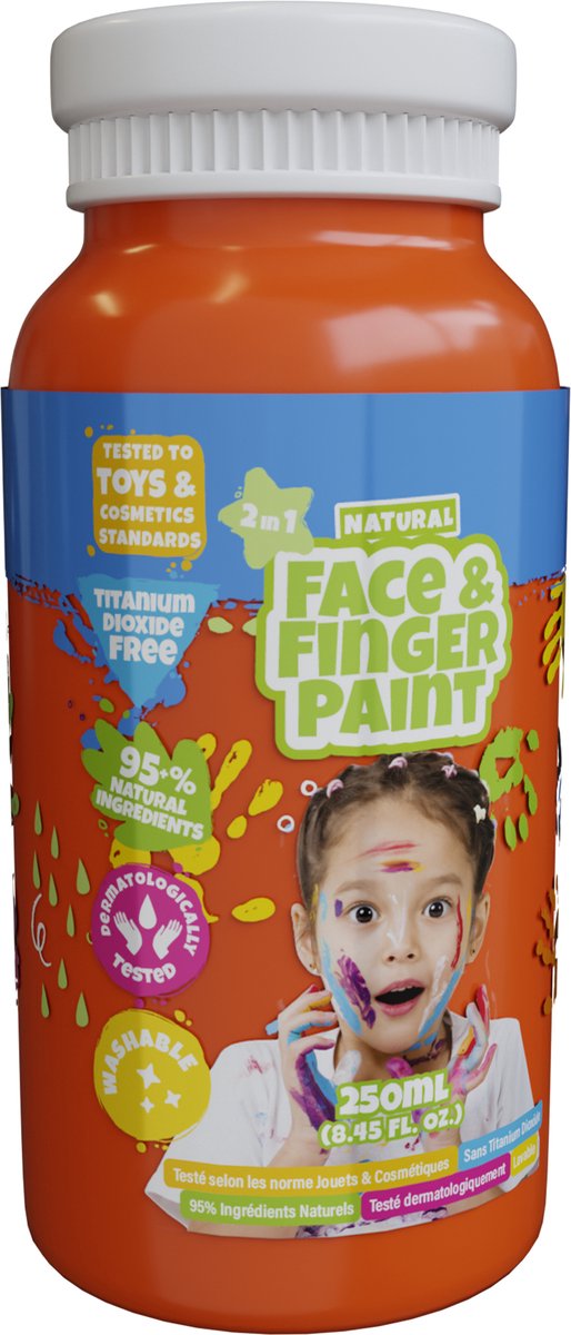 Boti Boti Natural Fingerpaint Bottle Oranje, 250 ml