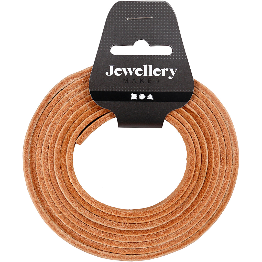 Cinturino in pelle Creative Company, L: 10 mm, spessore 3 mm, naturale, 2 metri 1 scatola