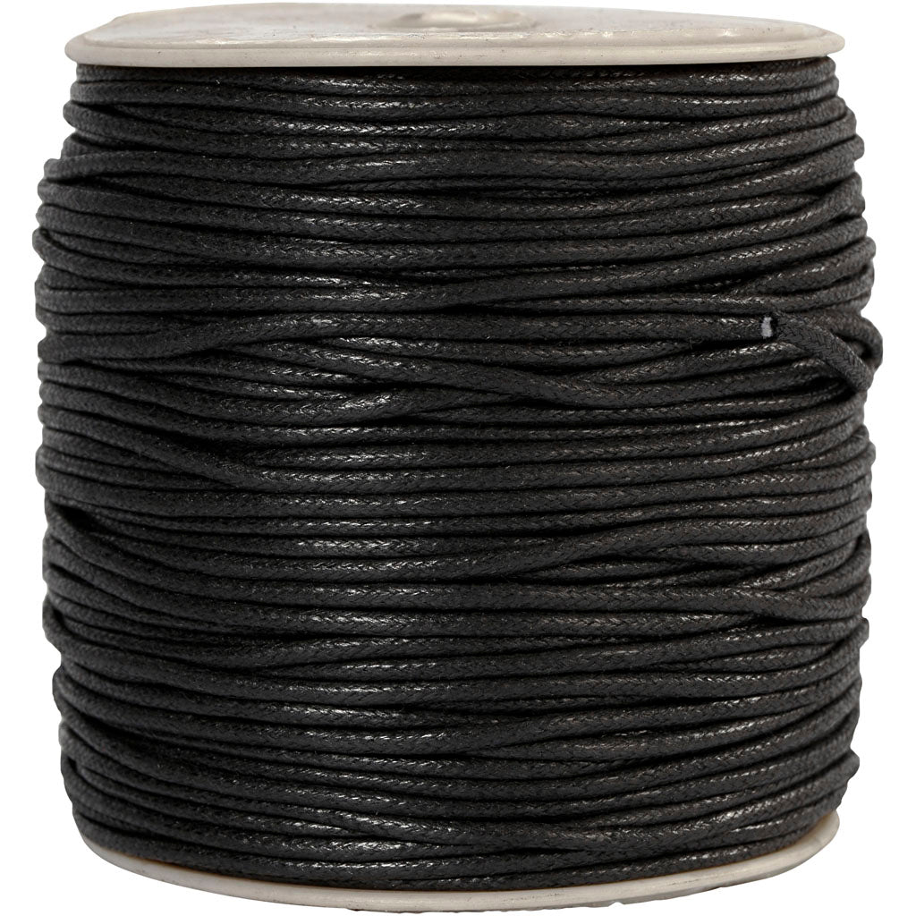 Cordón de algodón de Creativ Company, espesor de 2 mm, negro, 100 m 1 caja
