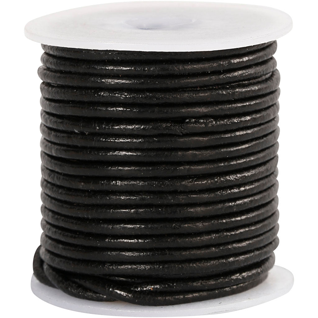 Cordoncino in cuoio Creative Company, spessore 2 mm, nero, 10 m 1 rotolo