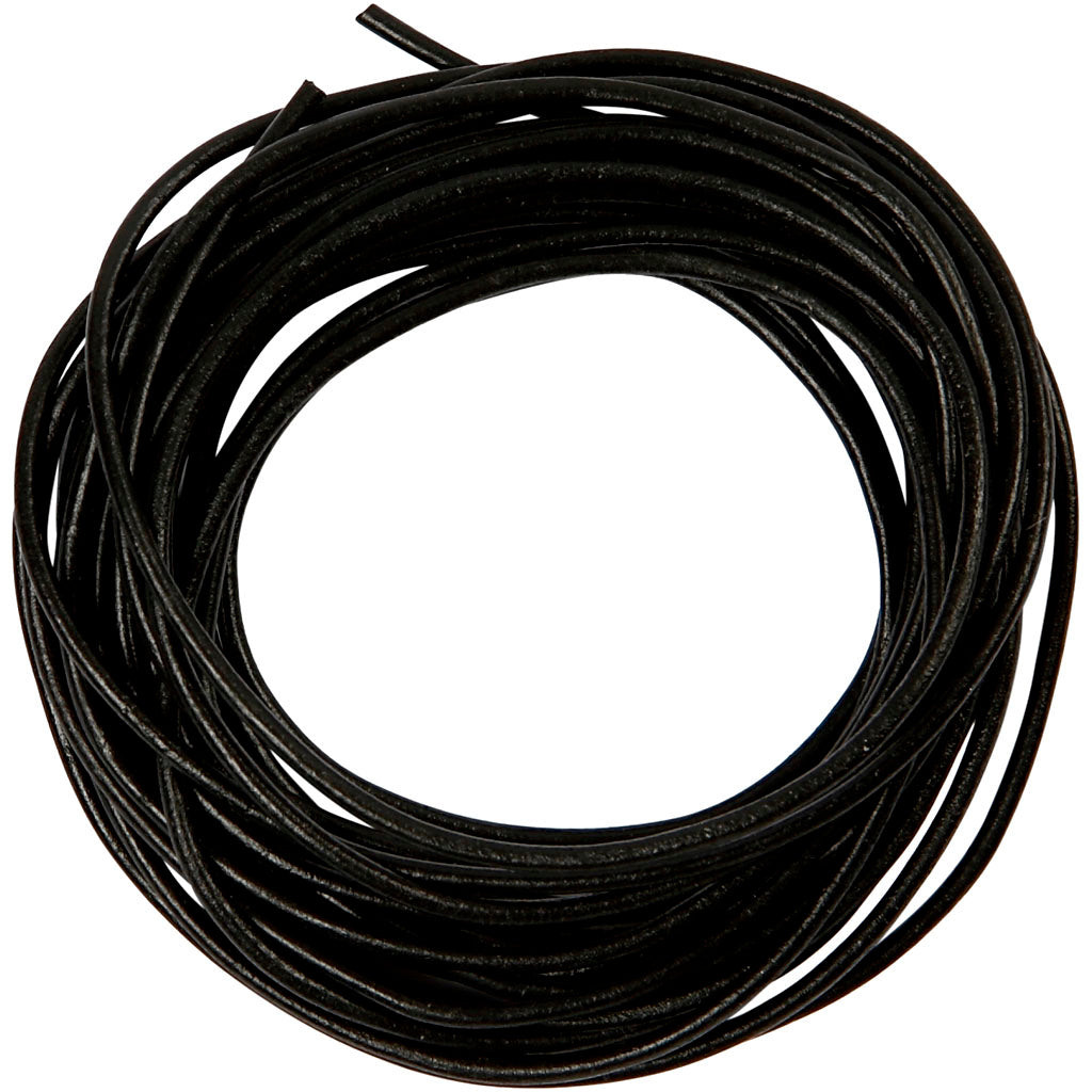 Cordino in cuoio Creative Company, spessore 2 mm, nero, 4 m 1 rotolo