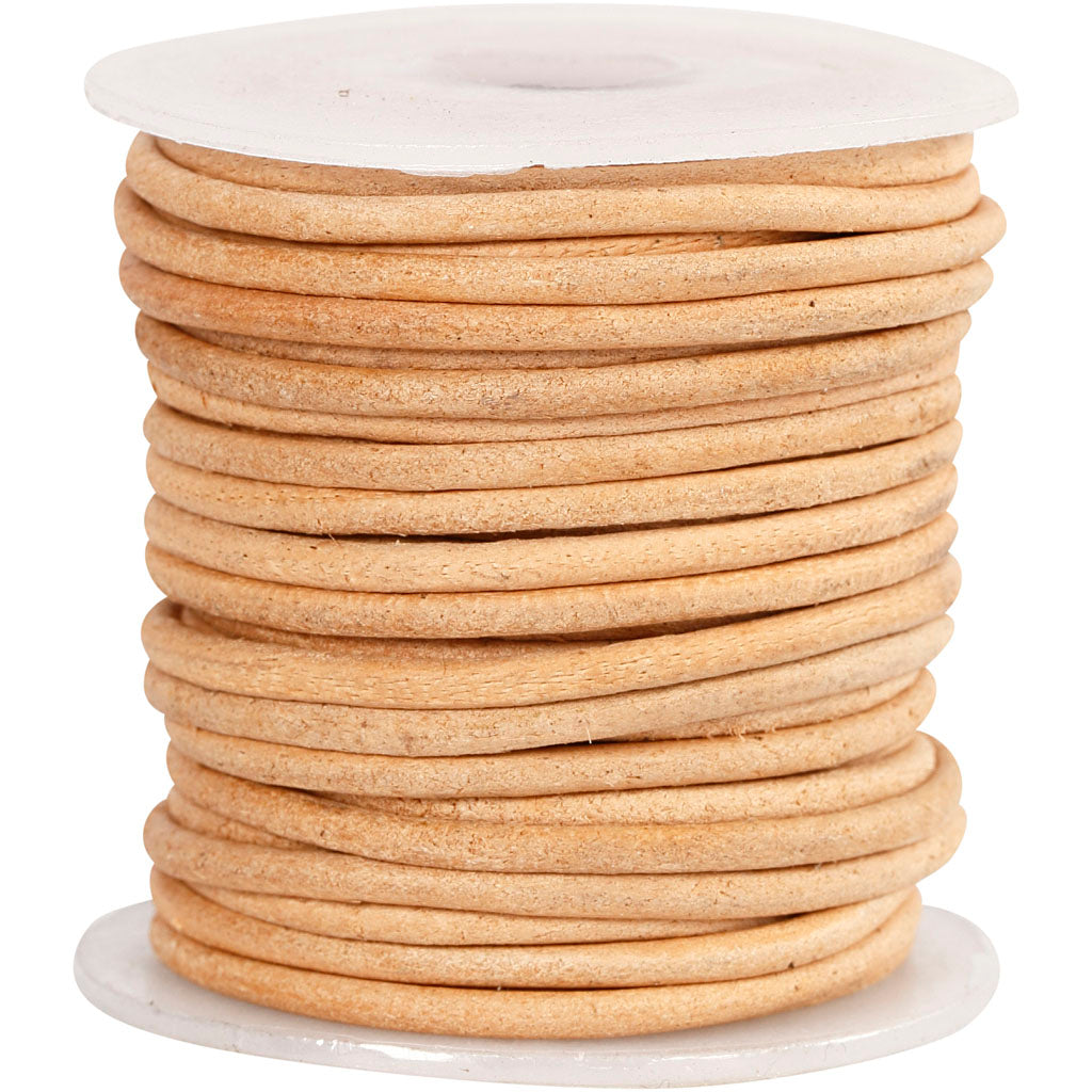 Cordoncino in cuoio Creative Company, spessore 2 mm, beige, 10 m 1 rotolo