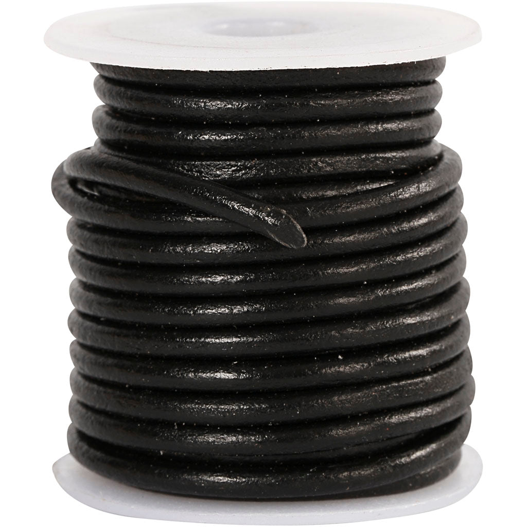 Cordoncino in cuoio Creative Company, spessore 3 mm, nero, 5 m 1 rotolo