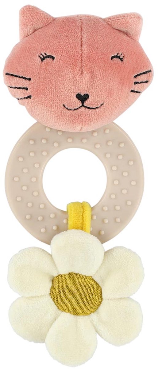 Trixie bijtspeeltje mrs. cat – 3m+ – siliconen ring – knispergeluid - kat - ideaal als geboortegeschenk