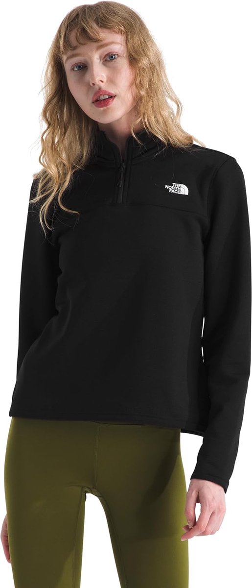 The north face w cedar trail grid fleece 1 - 4 zip jacket dames outdoortrui - tnf zwart