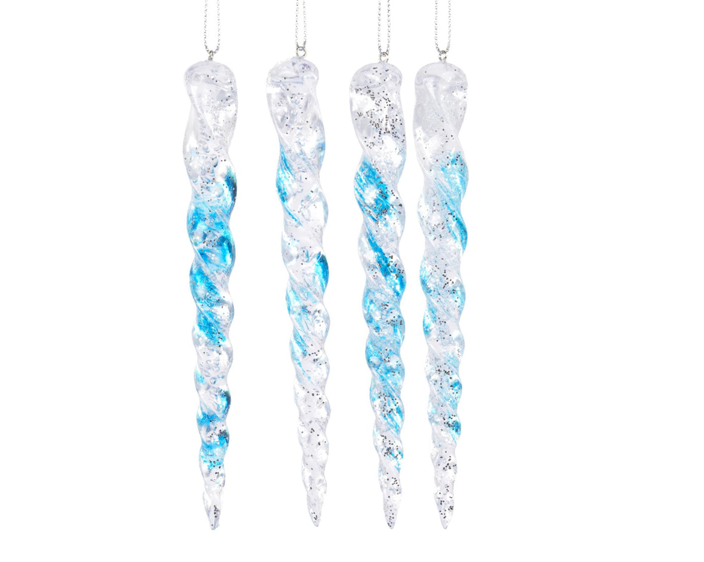 Decoris ghiacciolo in plastica blu ghiaccio 15 cm set da 4