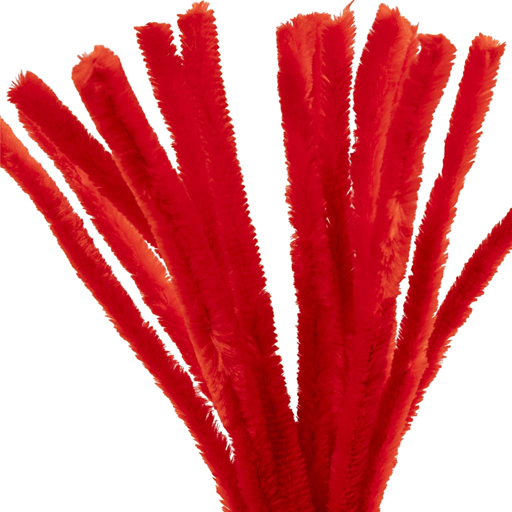 Creativ Company Chenille, L: 30 cm, espesor 15 mm, rojo, 15 piezas 1 caja