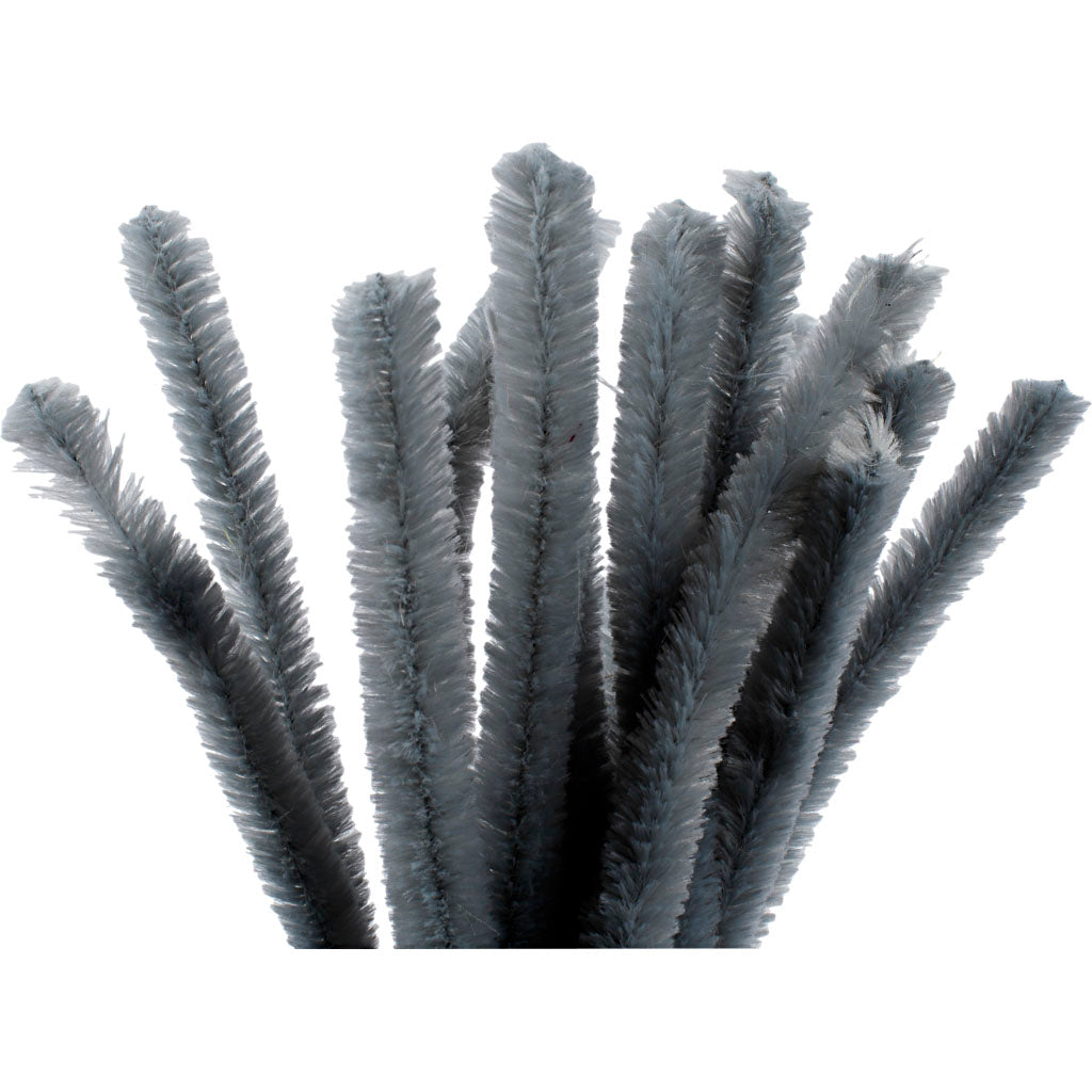 Creativ company chenilla, l: 30 cm, grosor 15 mm, gris, 15 piezas 1 caja