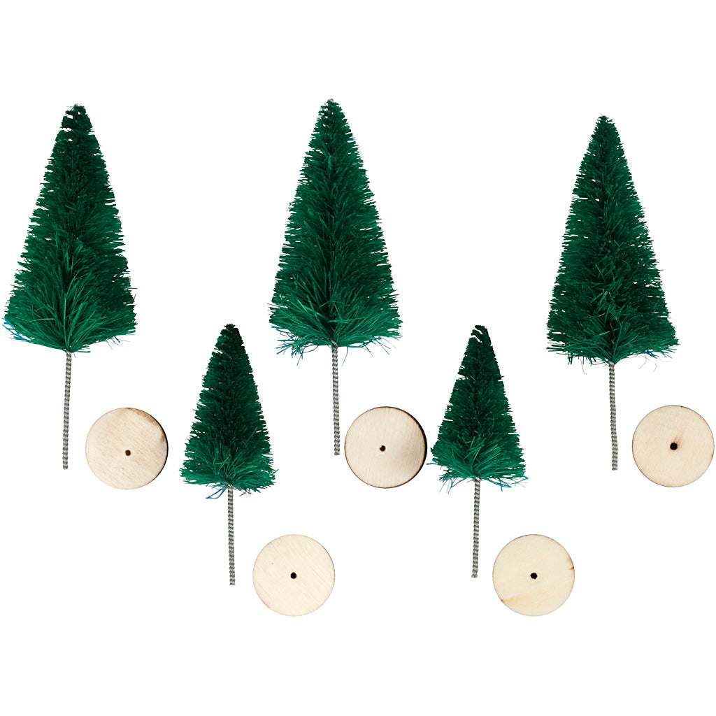 Alberi di Natale Creative Company, h: 40+60 mm, verde, 5 pezzi 1 scatola