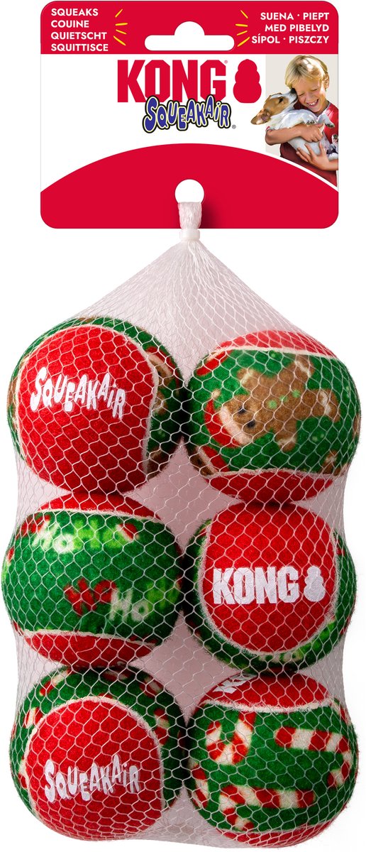 Palline squeakair Kong Holiday - giocattoli per cani - 6 pezzi m