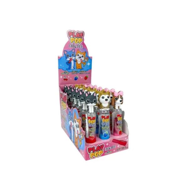Divertida piruleta de caramelo con cabeza de gato o perro (18x 9gr)