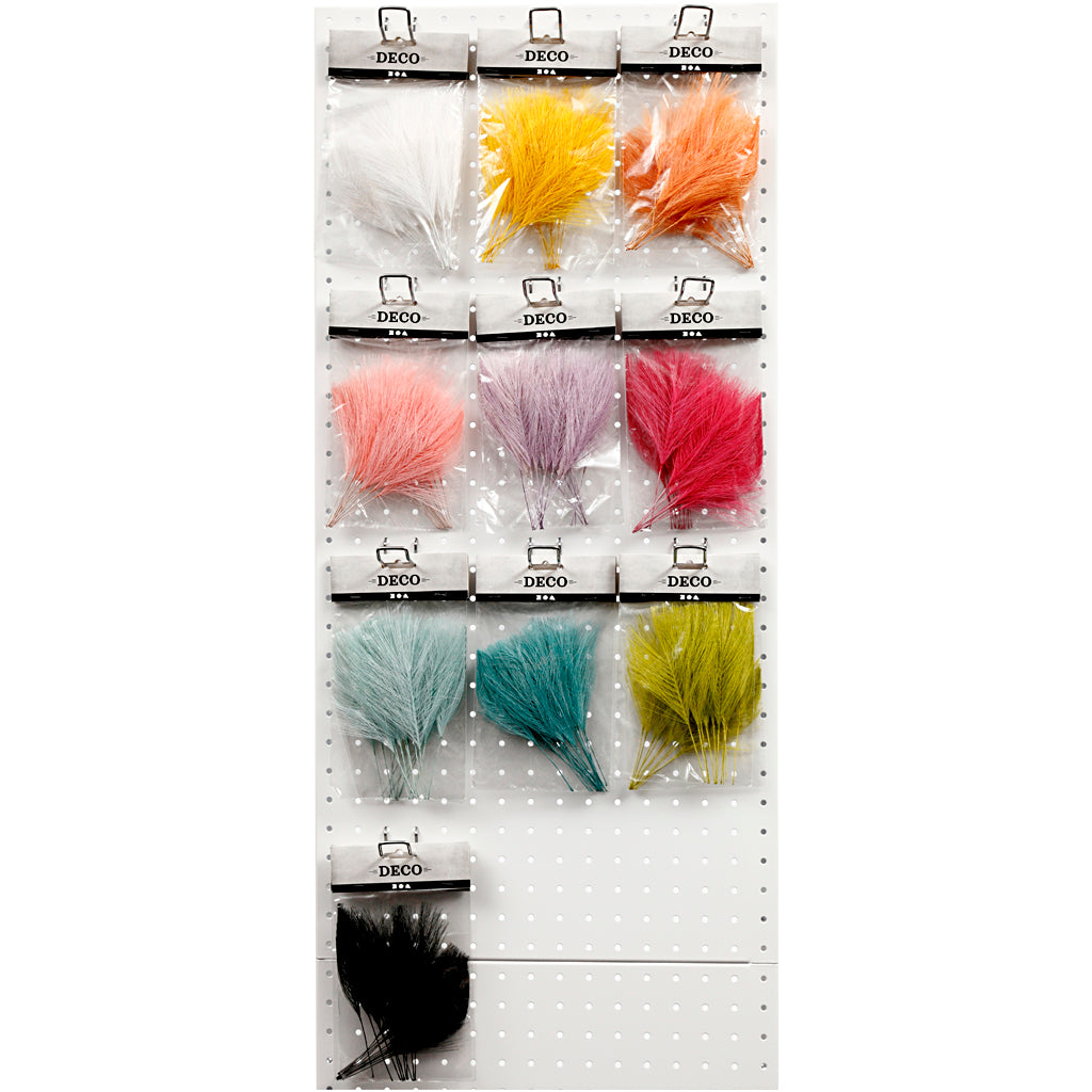 Creativ company plumas artificiales, l. 15 cm, a: 8 cm, varios colores, caja 10x10 1 caja