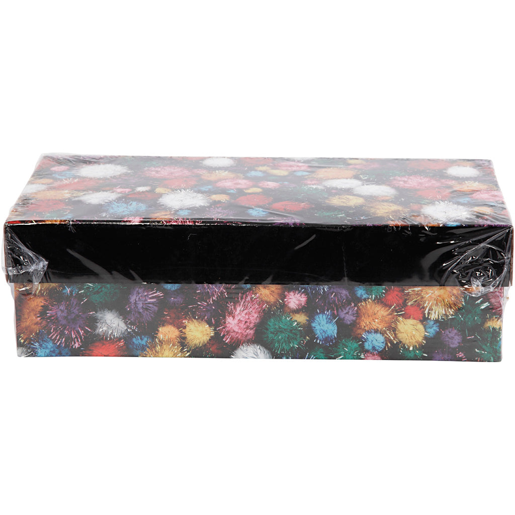Pompon Creative Company, d 15-40 mm, glitter, ca. 400 pezzi, colori forti, 400 gr 1 scatola