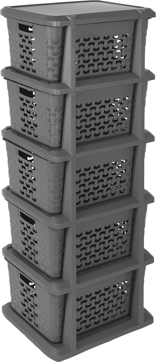 Branq - sistema di cassetti - mobile con 5 cestelli - 24 x 29,5 x 80 cm - grigio scuro