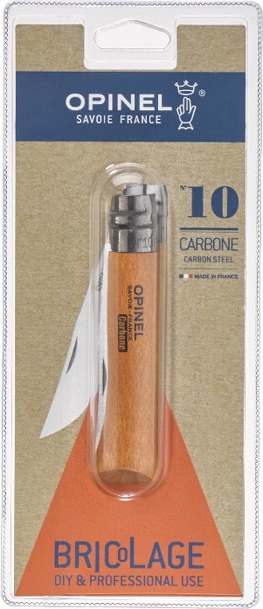 Opinel no.10 zakmes - carbonstaal hout blister