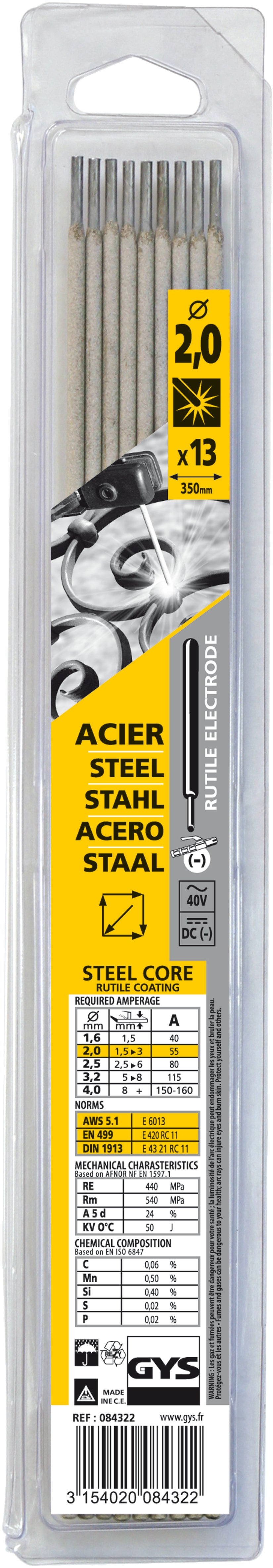 Elettrodi Gys acciaio o2.0mm (x13) - 5193084322 5193084322