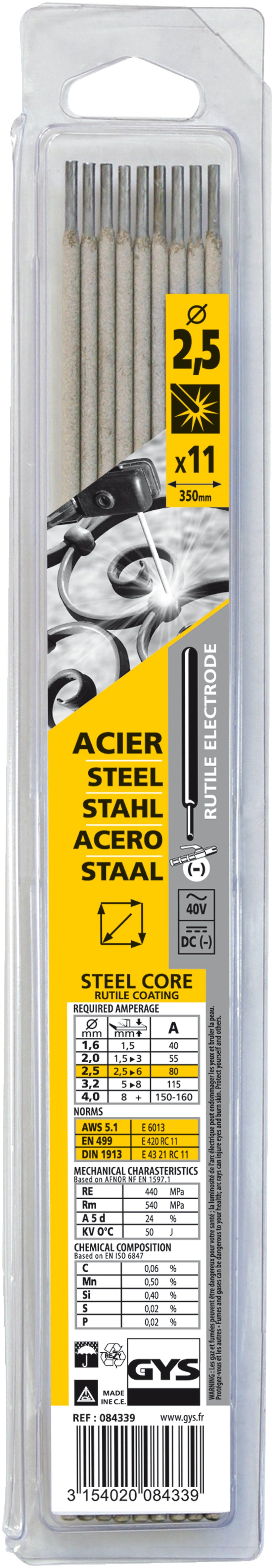 Elettrodi per saldatura Gys acciaio inossidabile, o2.5mm (x11) - 5193084339 5193084339