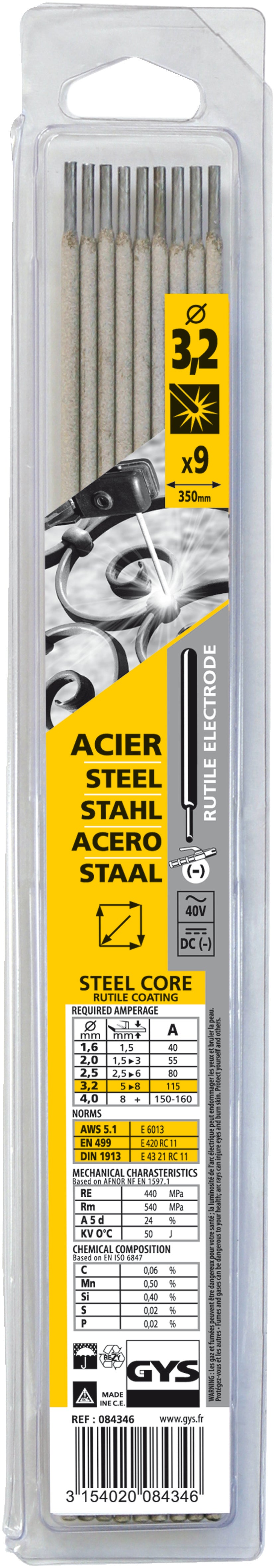 Elettrodi Gys acciaio o3.2mm (x9) - 5193084346 5193084346