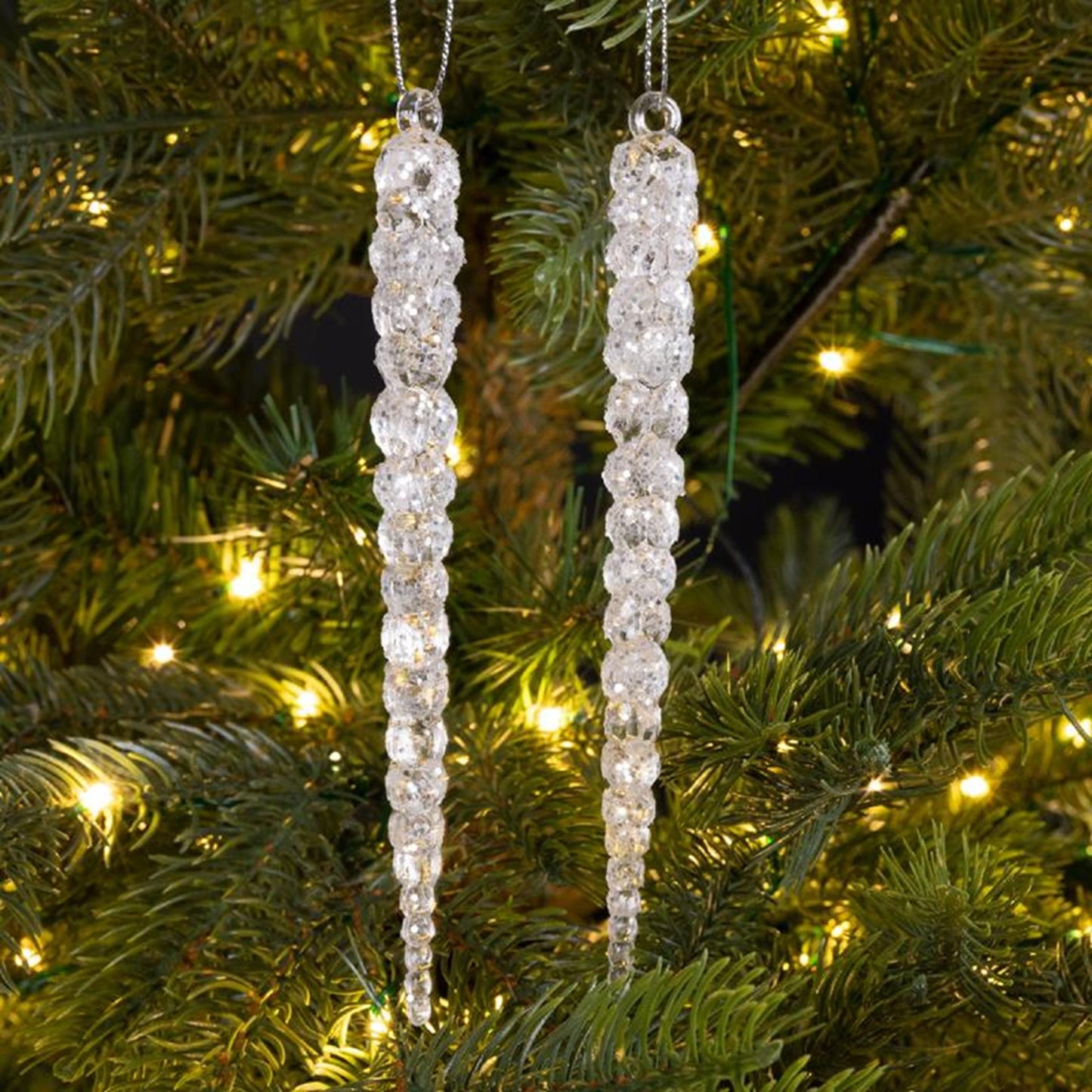 Decoris Ciondolo natalizio ghiacciolo glitter 14cm 2 pz.