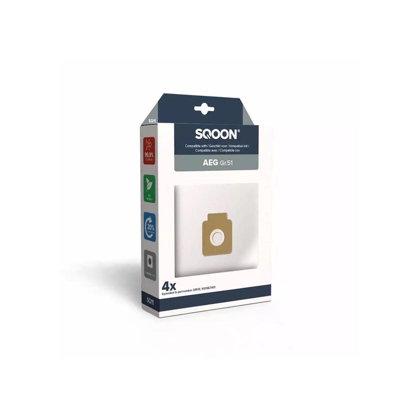 Sqoon sacchetto per aspirapolvere aeg misura 51 4pz