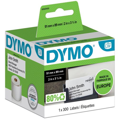 Etiqueta identificativa dymo 89x51mm rollo 300 piezas