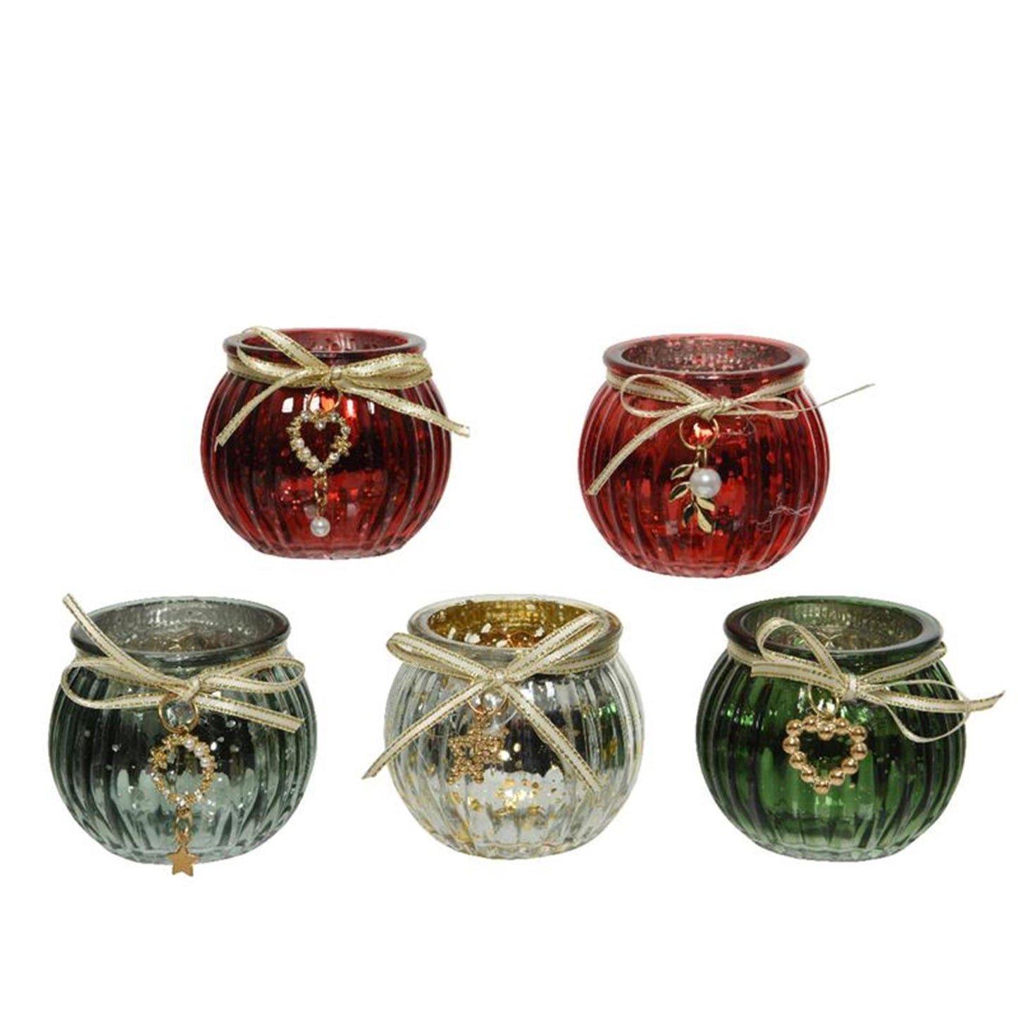 Portacandela Decoris in vetro con pendente in strass
