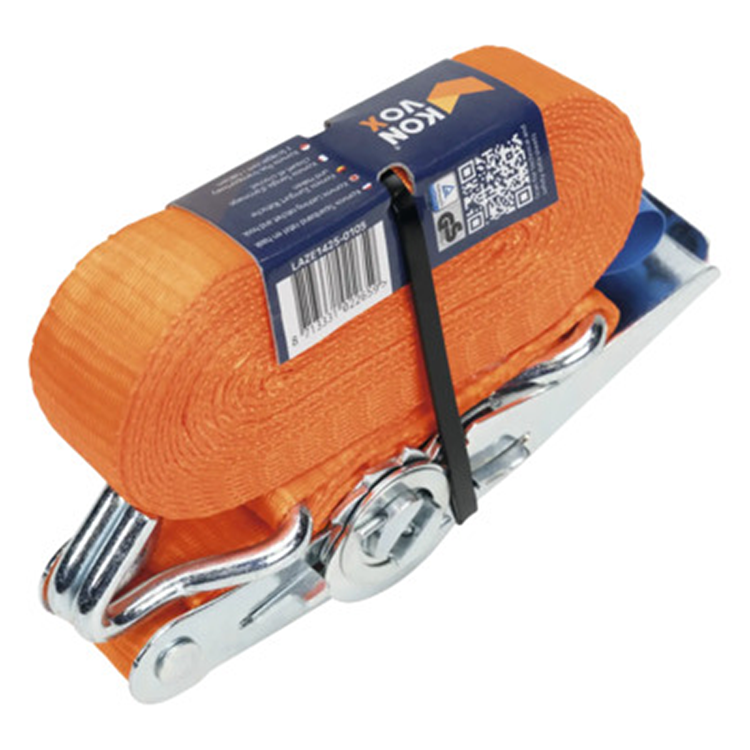 Konvox 1076673 - spanband ratel haak 5m 25mm ratel haak 800 dan oranje | 1 stuks