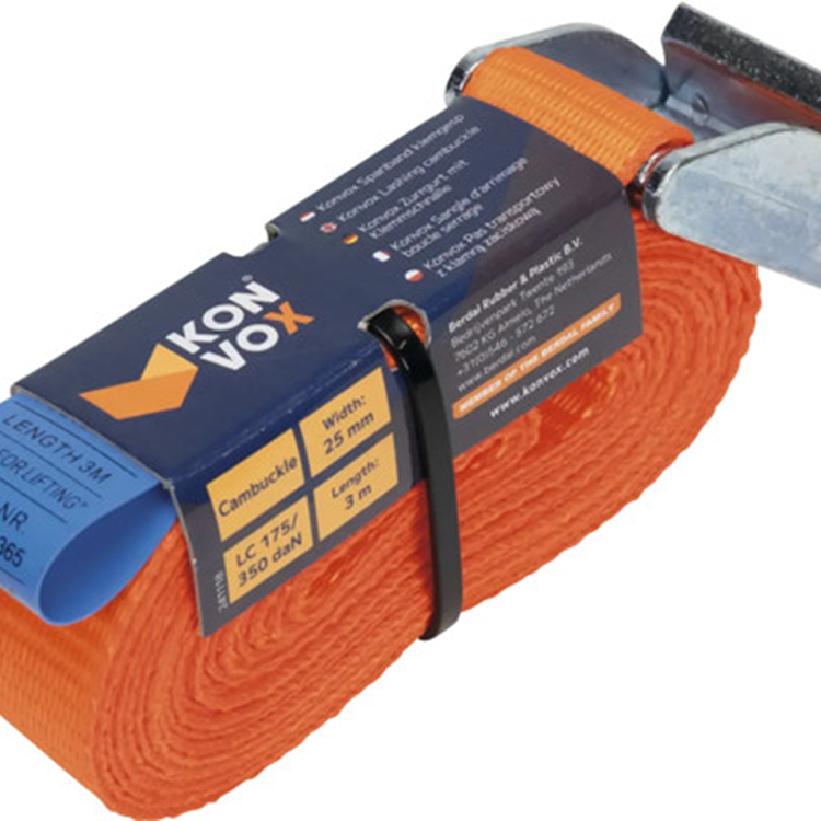 Konvox 1076672 - spanband klemgesp 3m 25mm hd 350 dan oranje | 1 stuks