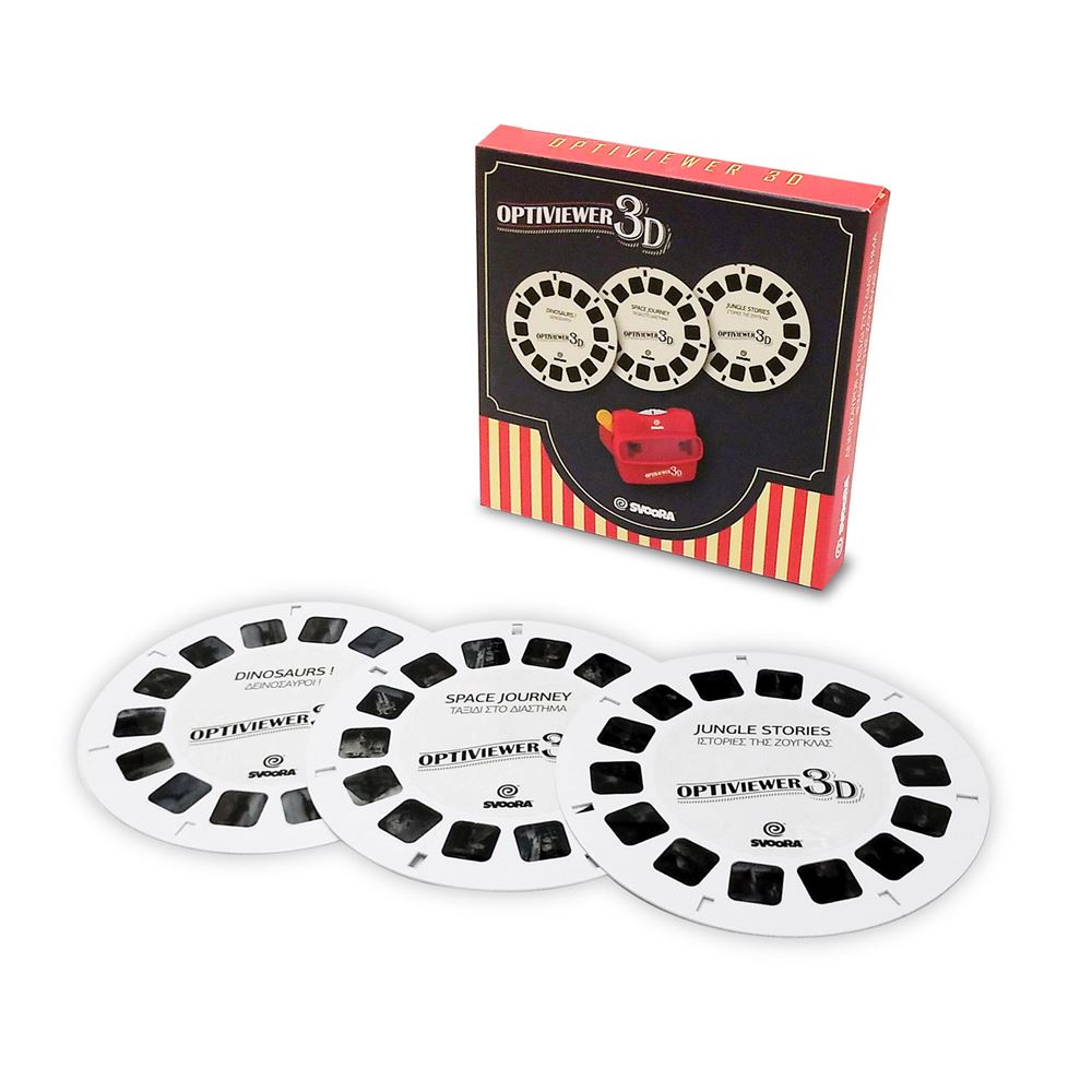 Conjunto de discos Optiviewer 3D. dinosaurio, selva