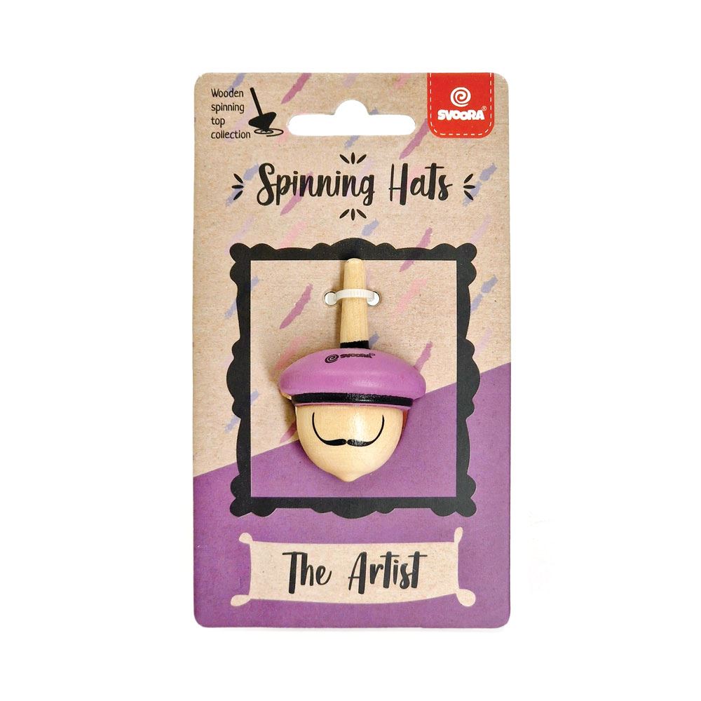 Spinhoed met houten tol. de artiest. 5+