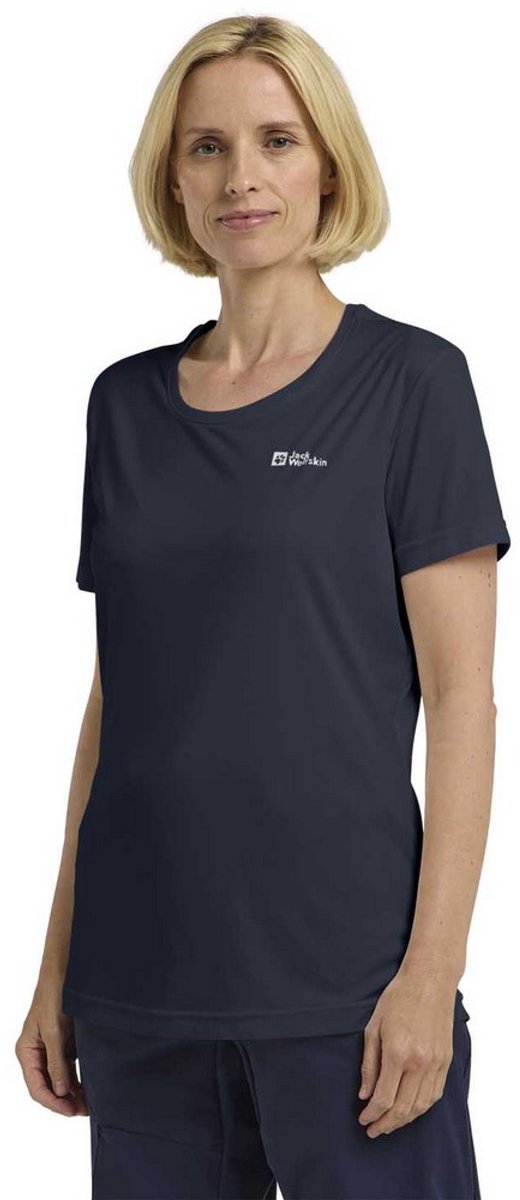 T-shirt tecnica Jack wolfskin a maniche corte blu xl da donna