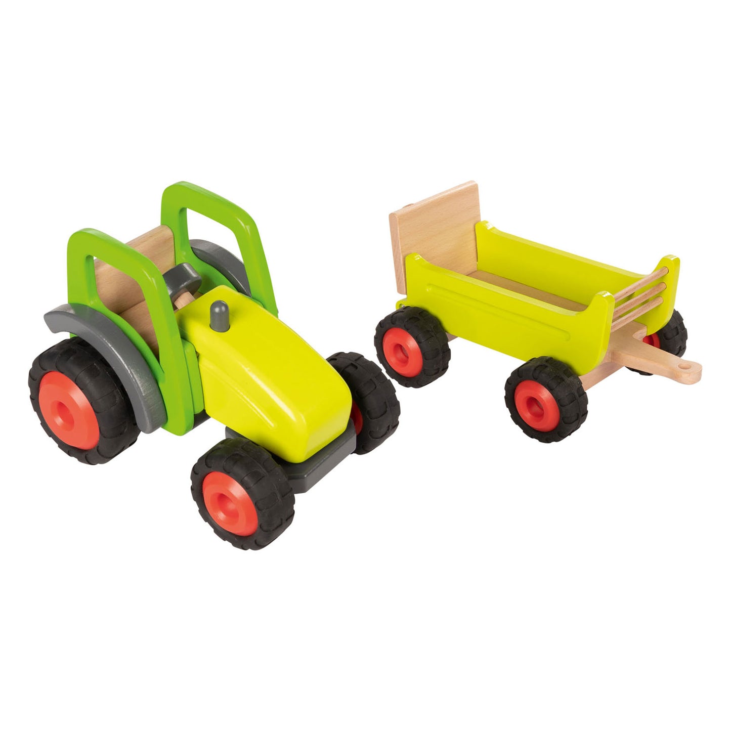 Tractor de madera Goki con remolque