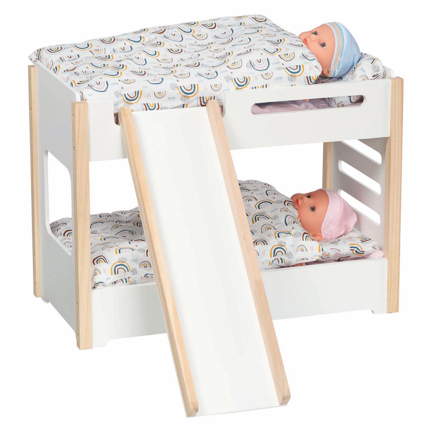 Cama de muñeca de madera de Goki con tobogán